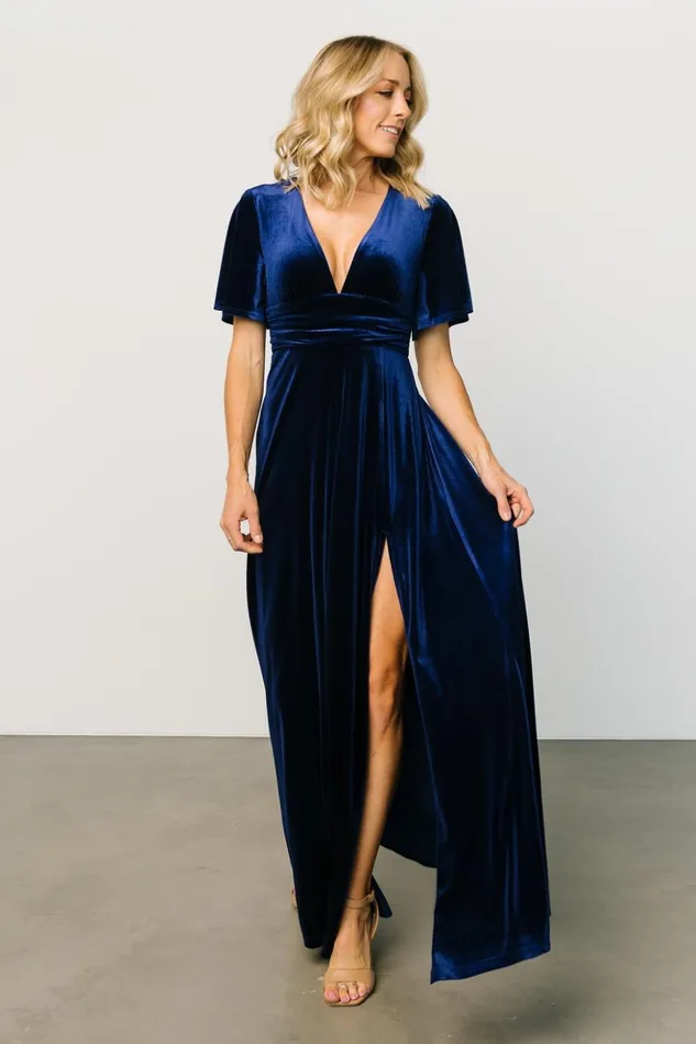 Baltic Born Maxi Dresses Berenice Velvet Maxi Dress Navy 8211 Women