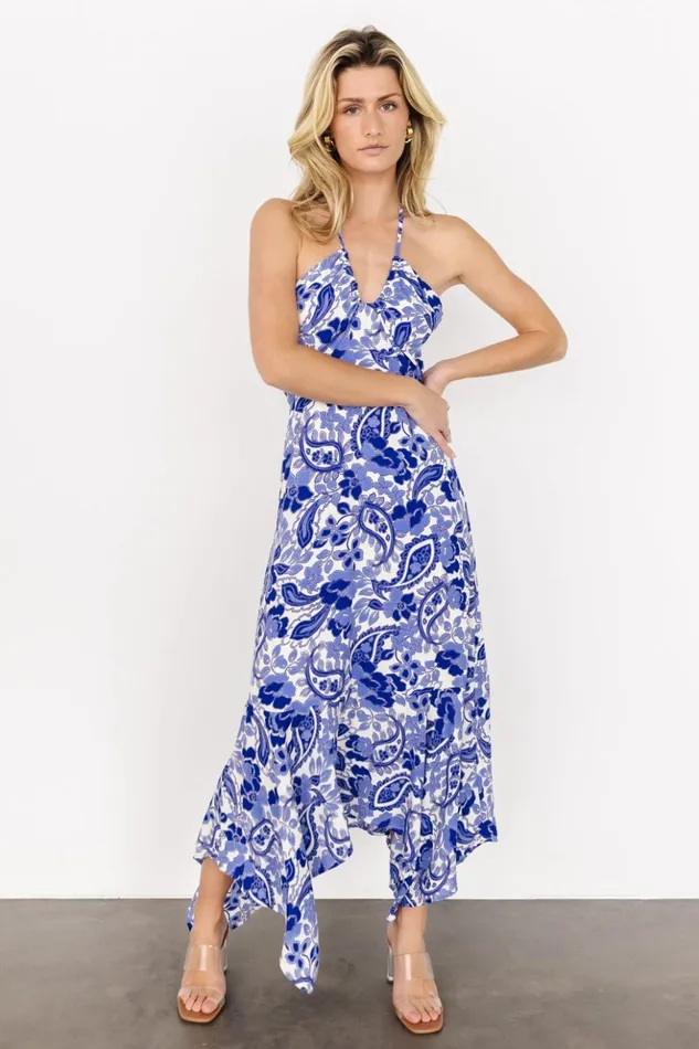 Baltic Born Maxi Dresses Camila Halter Maxi Dress Blue Ivory 8211 Women