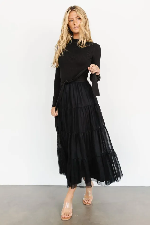 Baltic Born Maxi Dresses Demi Sweater Tulle Dress Black 8211 Women