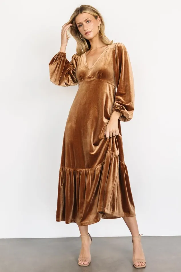 Baltic Born Maxi Dresses Erika Velvet Maxi Dress Caramel 8211 Women