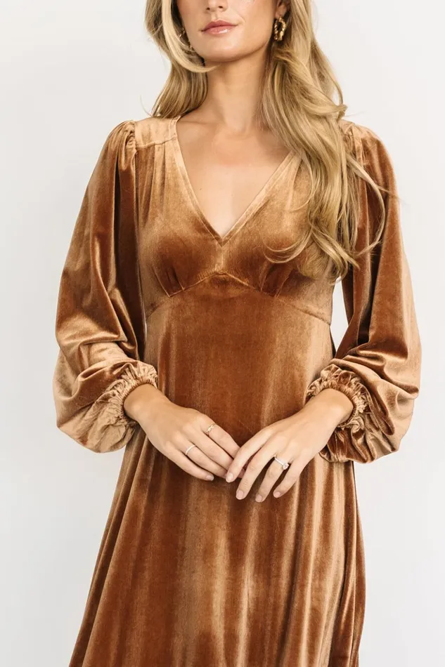 Baltic Born Maxi Dresses Erika Velvet Maxi Dress Caramel 8211 Women Baltic Born Maxi Dresses Erika Velvet Maxi Dress Caramel 8211 Women