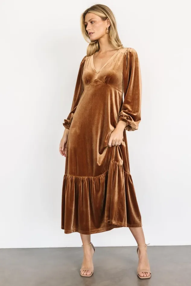 Baltic Born Maxi Dresses Erika Velvet Maxi Dress Caramel 8211 Women Baltic Born Maxi Dresses Erika Velvet Maxi Dress Caramel 8211 Women