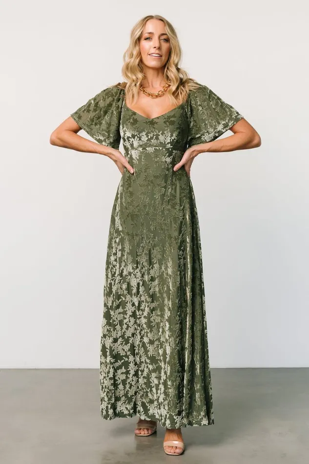Baltic Born Maxi Dresses Everley Velvet Maxi Dress Dark Sage 8211 Women