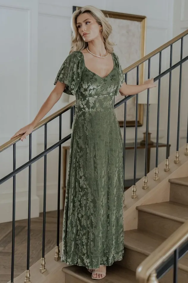 Baltic Born Maxi Dresses Everley Velvet Maxi Dress Dark Sage 8211 Women Baltic Born Maxi Dresses Everley Velvet Maxi Dress Dark Sage 8211 Women