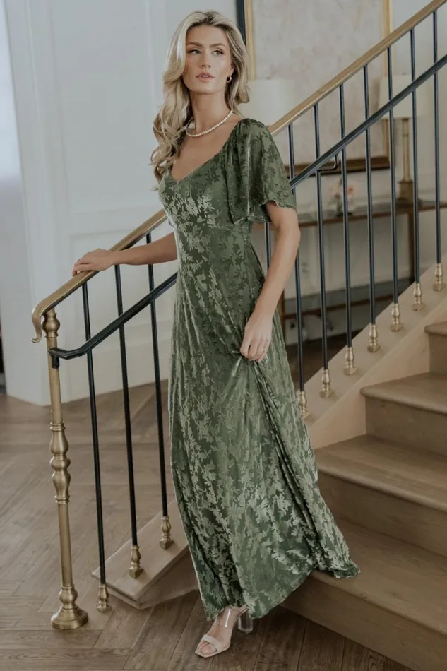 Baltic Born Maxi Dresses Everley Velvet Maxi Dress Dark Sage 8211 Women Baltic Born Maxi Dresses Everley Velvet Maxi Dress Dark Sage 8211 Women