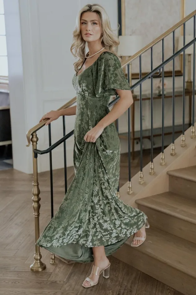 Baltic Born Maxi Dresses Everley Velvet Maxi Dress Dark Sage 8211 Women Baltic Born Maxi Dresses Everley Velvet Maxi Dress Dark Sage 8211 Women