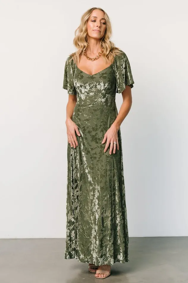 Baltic Born Maxi Dresses Everley Velvet Maxi Dress Dark Sage 8211 Women Baltic Born Maxi Dresses Everley Velvet Maxi Dress Dark Sage 8211 Women