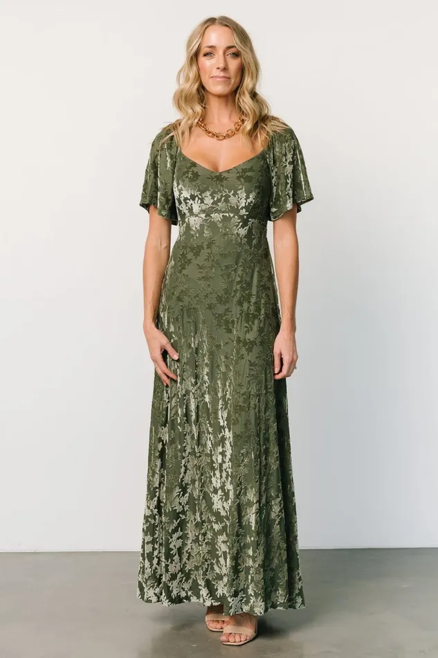 Baltic Born Maxi Dresses Everley Velvet Maxi Dress Dark Sage 8211 Women Baltic Born Maxi Dresses Everley Velvet Maxi Dress Dark Sage 8211 Women