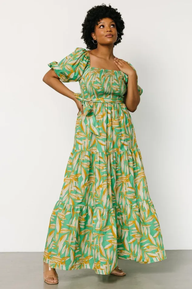 Baltic Born Maxi Dresses Forsythe Smocked Maxi Dress Green Print 8211 Women