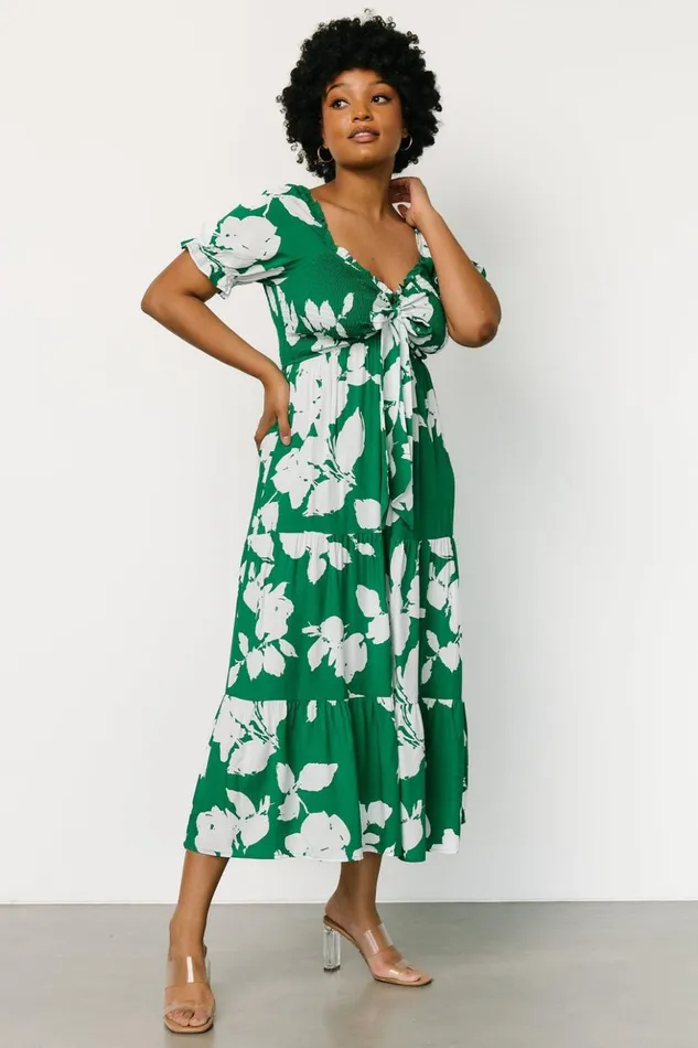 Baltic Born Maxi Dresses Kelley Smocked Maxi Dress Green White 8211 Women