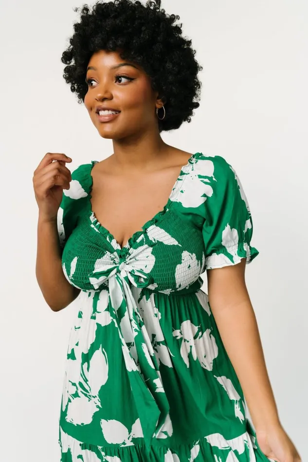 Baltic Born Maxi Dresses Kelley Smocked Maxi Dress Green White 8211 Women Baltic Born Maxi Dresses Kelley Smocked Maxi Dress Green White 8211 Women