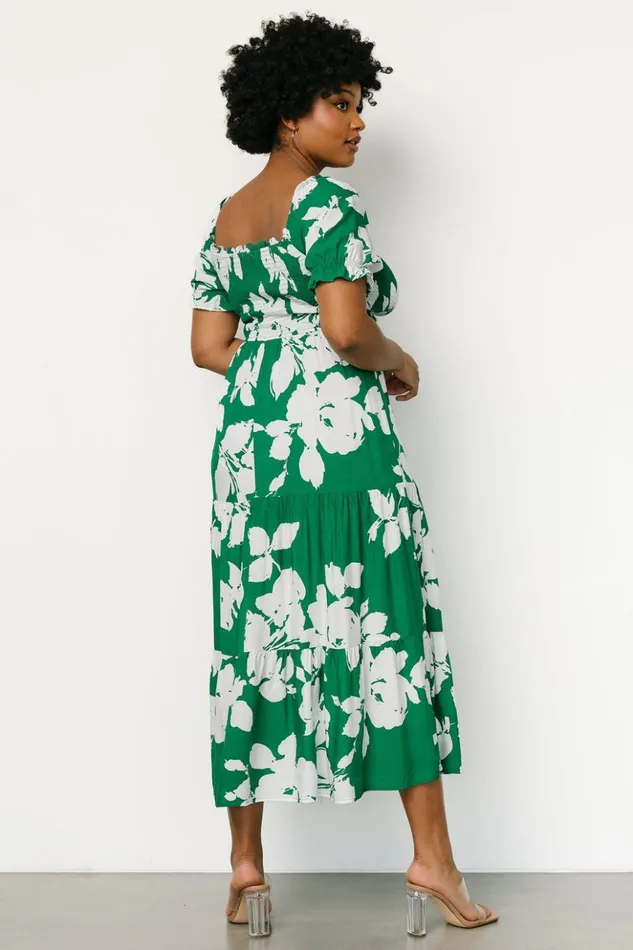 Baltic Born Maxi Dresses Kelley Smocked Maxi Dress Green White 8211 Women Baltic Born Maxi Dresses Kelley Smocked Maxi Dress Green White 8211 Women