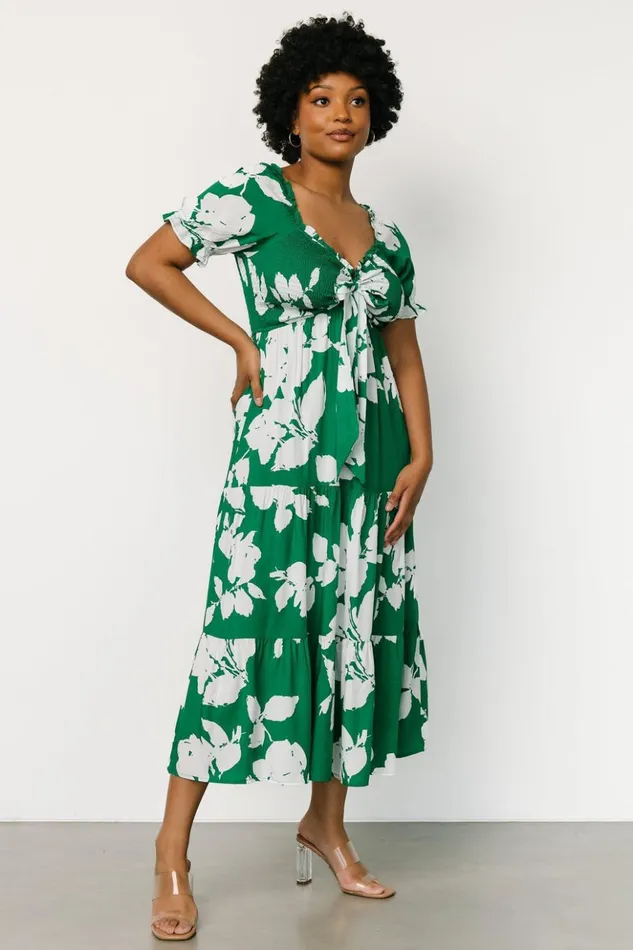 Baltic Born Maxi Dresses Kelley Smocked Maxi Dress Green White 8211 Women Baltic Born Maxi Dresses Kelley Smocked Maxi Dress Green White 8211 Women