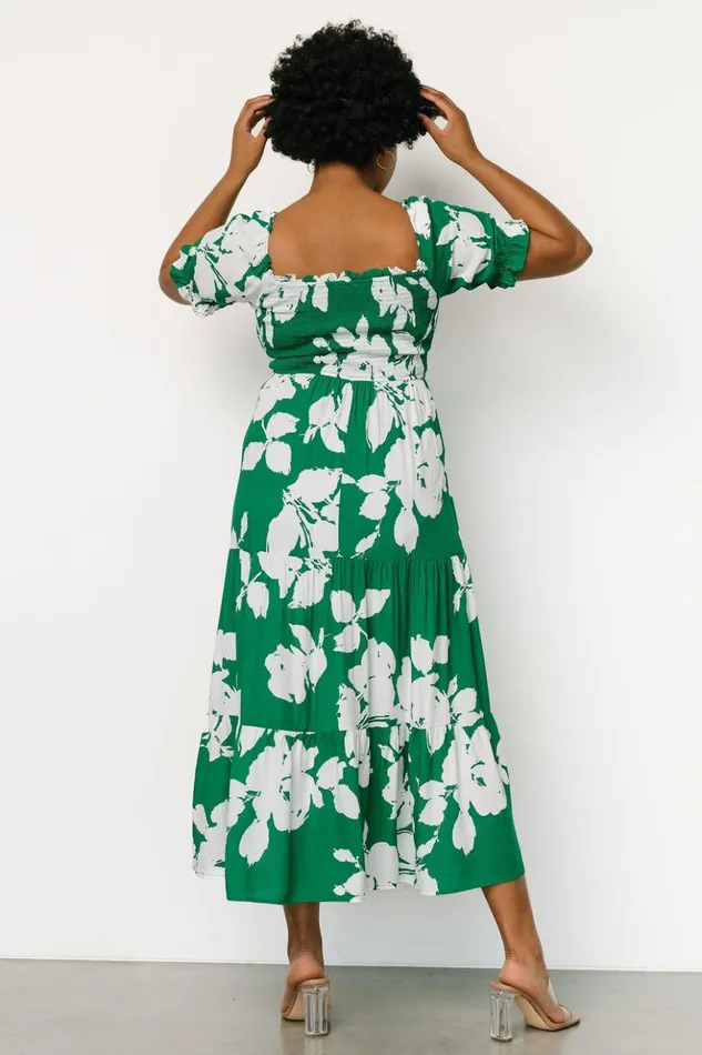Baltic Born Maxi Dresses Kelley Smocked Maxi Dress Green White 8211 Women Baltic Born Maxi Dresses Kelley Smocked Maxi Dress Green White 8211 Women