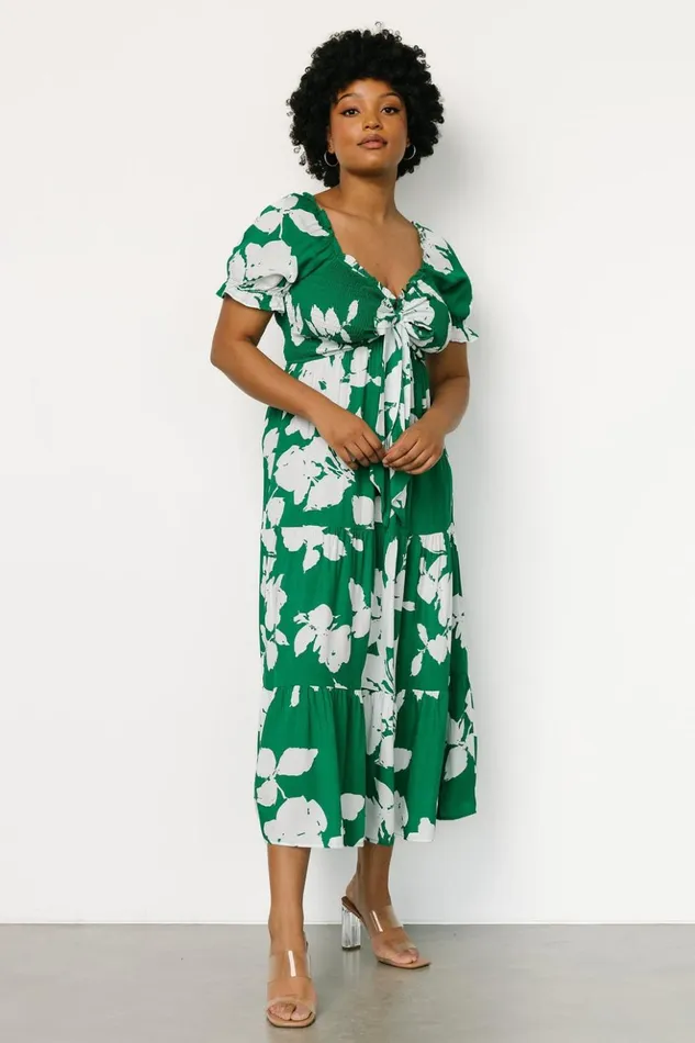 Baltic Born Maxi Dresses Kelley Smocked Maxi Dress Green White 8211 Women Baltic Born Maxi Dresses Kelley Smocked Maxi Dress Green White 8211 Women