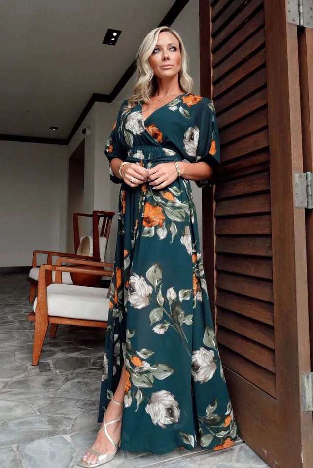 Baltic Born Maxi Dresses Kia Kimono Maxi Dress Deep Topaz Floral 8211 Women Baltic Born Maxi Dresses Kia Kimono Maxi Dress Deep Topaz Floral 8211 Women