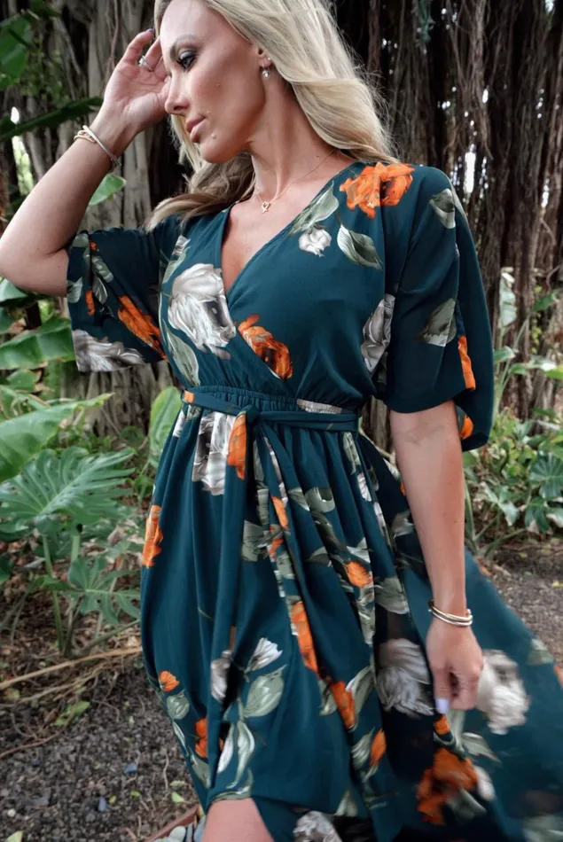 Baltic Born Maxi Dresses Kia Kimono Maxi Dress Deep Topaz Floral 8211 Women Baltic Born Maxi Dresses Kia Kimono Maxi Dress Deep Topaz Floral 8211 Women