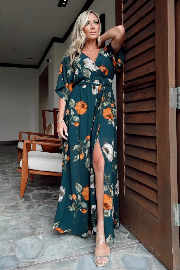 Baltic Born Maxi Dresses Kia Kimono Maxi Dress Deep Topaz Floral 8211 Women Baltic Born Maxi Dresses Kia Kimono Maxi Dress Deep Topaz Floral 8211 Women