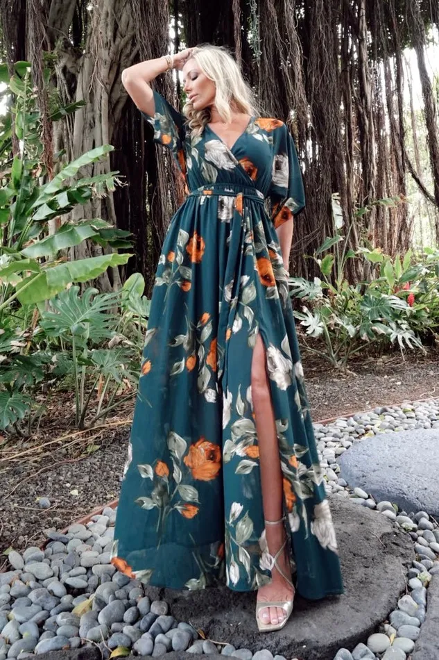 Baltic Born Maxi Dresses Kia Kimono Maxi Dress Deep Topaz Floral 8211 Women Baltic Born Maxi Dresses Kia Kimono Maxi Dress Deep Topaz Floral 8211 Women