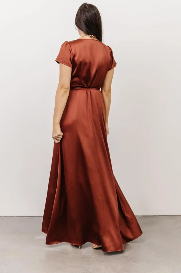 Baltic Born Maxi Dresses Krystal Satin Wrap Gown Cinnamon 8211 Women Baltic Born Maxi Dresses Krystal Satin Wrap Gown Cinnamon 8211 Women