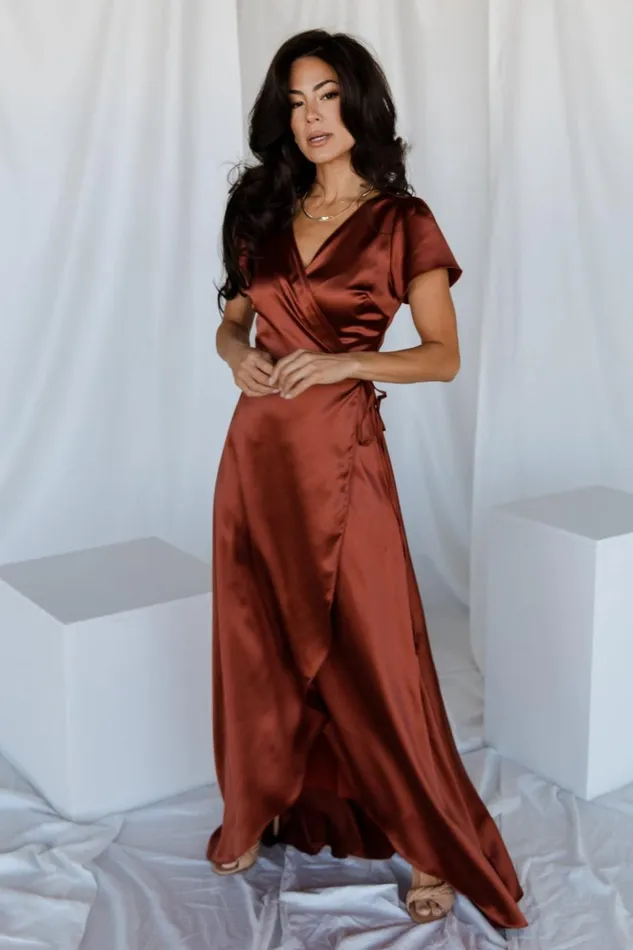 Baltic Born Maxi Dresses Krystal Satin Wrap Gown Cinnamon 8211 Women Baltic Born Maxi Dresses Krystal Satin Wrap Gown Cinnamon 8211 Women