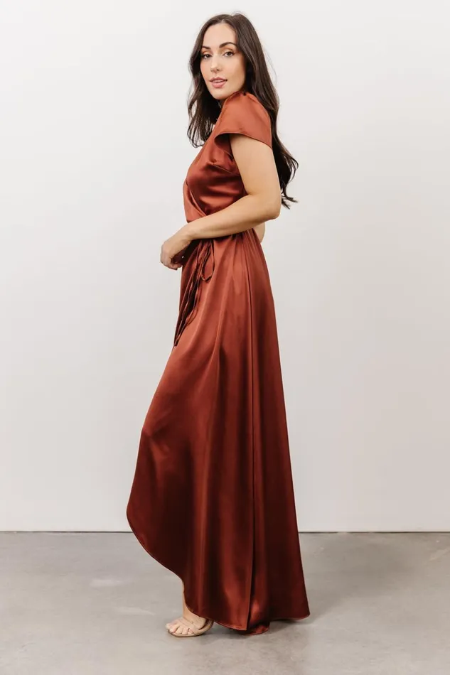 Baltic Born Maxi Dresses Krystal Satin Wrap Gown Cinnamon 8211 Women Baltic Born Maxi Dresses Krystal Satin Wrap Gown Cinnamon 8211 Women