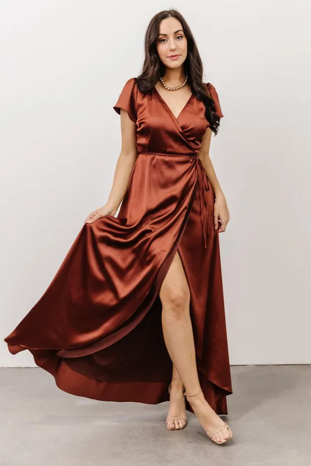 Baltic Born Maxi Dresses Krystal Satin Wrap Gown Cinnamon 8211 Women Baltic Born Maxi Dresses Krystal Satin Wrap Gown Cinnamon 8211 Women