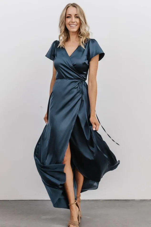 Baltic Born Maxi Dresses Krystal Satin Wrap Gown Deep Blue 8211 Women Baltic Born Maxi Dresses Krystal Satin Wrap Gown Deep Blue 8211 Women
