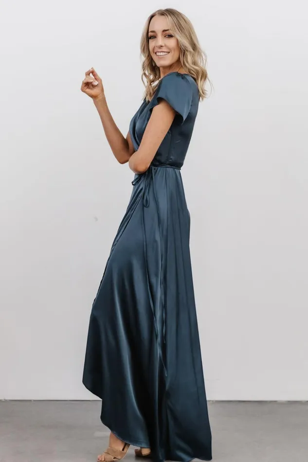 Baltic Born Maxi Dresses Krystal Satin Wrap Gown Deep Blue 8211 Women Baltic Born Maxi Dresses Krystal Satin Wrap Gown Deep Blue 8211 Women