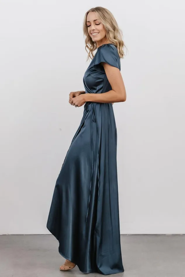 Baltic Born Maxi Dresses Krystal Satin Wrap Gown Deep Blue 8211 Women Baltic Born Maxi Dresses Krystal Satin Wrap Gown Deep Blue 8211 Women