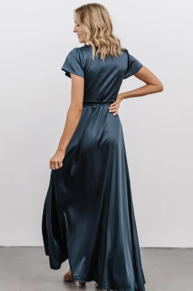 Baltic Born Maxi Dresses Krystal Satin Wrap Gown Deep Blue 8211 Women Baltic Born Maxi Dresses Krystal Satin Wrap Gown Deep Blue 8211 Women