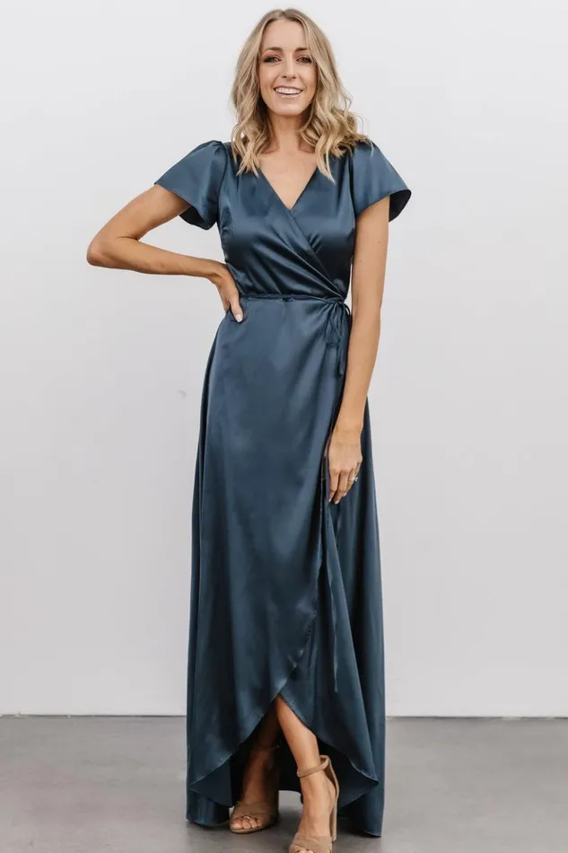 Baltic Born Maxi Dresses Krystal Satin Wrap Gown Deep Blue 8211 Women Baltic Born Maxi Dresses Krystal Satin Wrap Gown Deep Blue 8211 Women