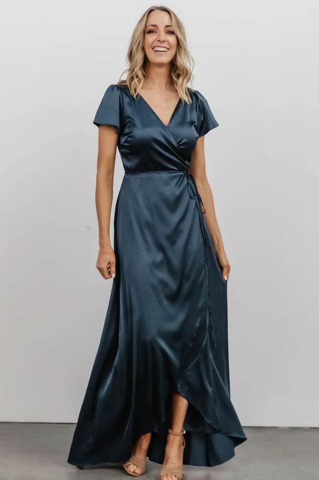 Baltic Born Maxi Dresses Krystal Satin Wrap Gown Deep Blue 8211 Women Baltic Born Maxi Dresses Krystal Satin Wrap Gown Deep Blue 8211 Women
