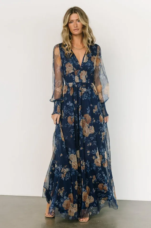 Baltic Born Maxi Dresses Layla Tulle Maxi Dress Blue Golden Floral 8211 Women Baltic Born Maxi Dresses Layla Tulle Maxi Dress Blue Golden Floral 8211 Women
