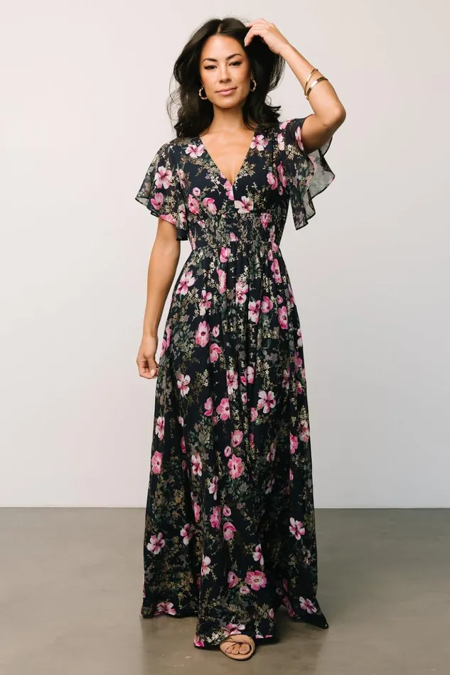 Baltic Born Maxi Dresses Lynlee Metallic Maxi Dress Dark Blue Pink 8211 Women
