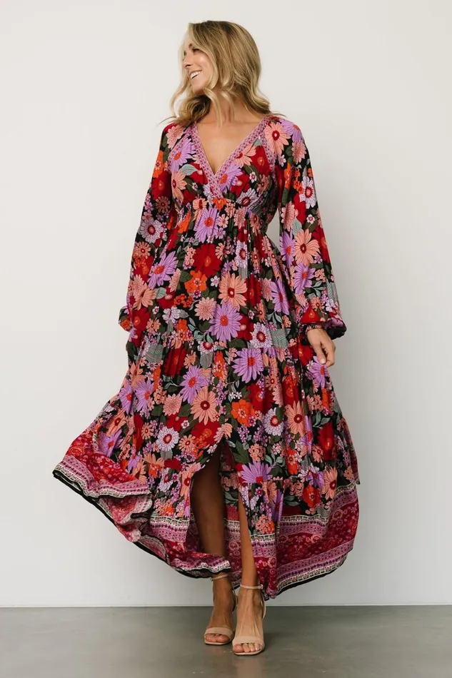 Baltic Born Maxi Dresses Malena Maxi Dress Black Multi 8211 Women Baltic Born Maxi Dresses Malena Maxi Dress Black Multi 8211 Women