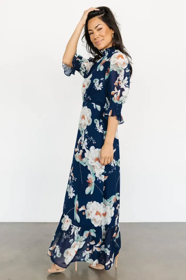 Baltic Born Maxi Dresses Marie Mock Neck Maxi Dress Navy Floral 8211 Women Baltic Born Maxi Dresses Marie Mock Neck Maxi Dress Navy Floral 8211 Women