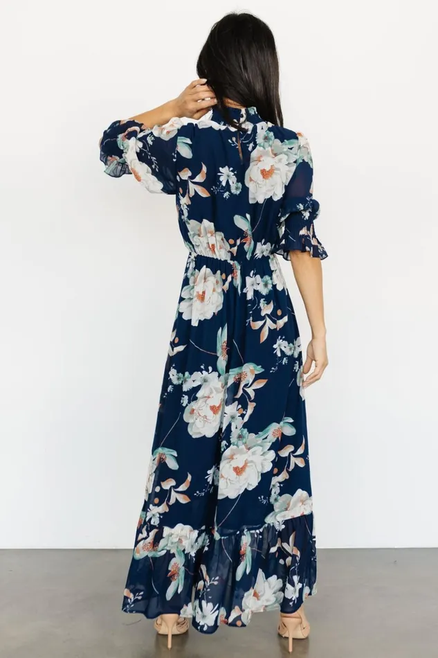 Baltic Born Maxi Dresses Marie Mock Neck Maxi Dress Navy Floral 8211 Women Baltic Born Maxi Dresses Marie Mock Neck Maxi Dress Navy Floral 8211 Women