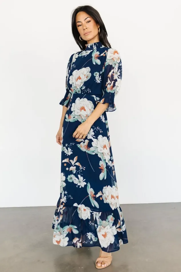 Baltic Born Maxi Dresses Marie Mock Neck Maxi Dress Navy Floral 8211 Women Baltic Born Maxi Dresses Marie Mock Neck Maxi Dress Navy Floral 8211 Women