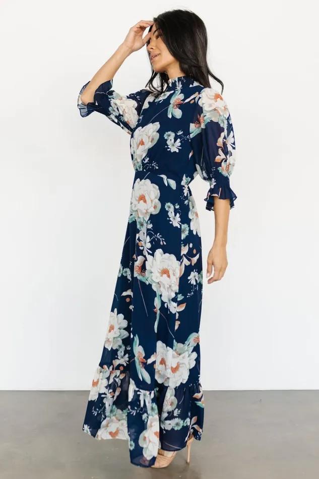 Baltic Born Maxi Dresses Marie Mock Neck Maxi Dress Navy Floral 8211 Women Baltic Born Maxi Dresses Marie Mock Neck Maxi Dress Navy Floral 8211 Women