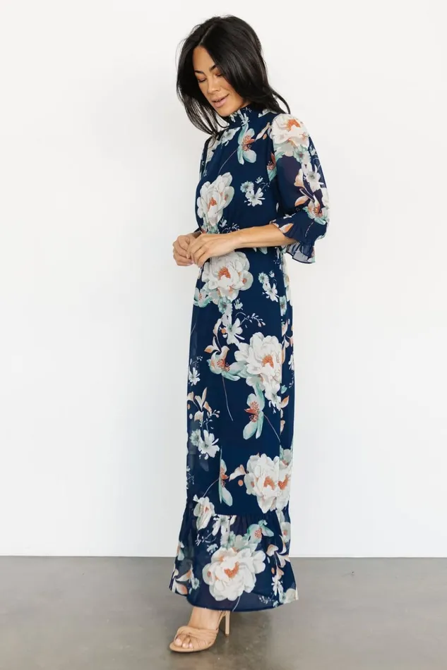Baltic Born Maxi Dresses Marie Mock Neck Maxi Dress Navy Floral 8211 Women Baltic Born Maxi Dresses Marie Mock Neck Maxi Dress Navy Floral 8211 Women