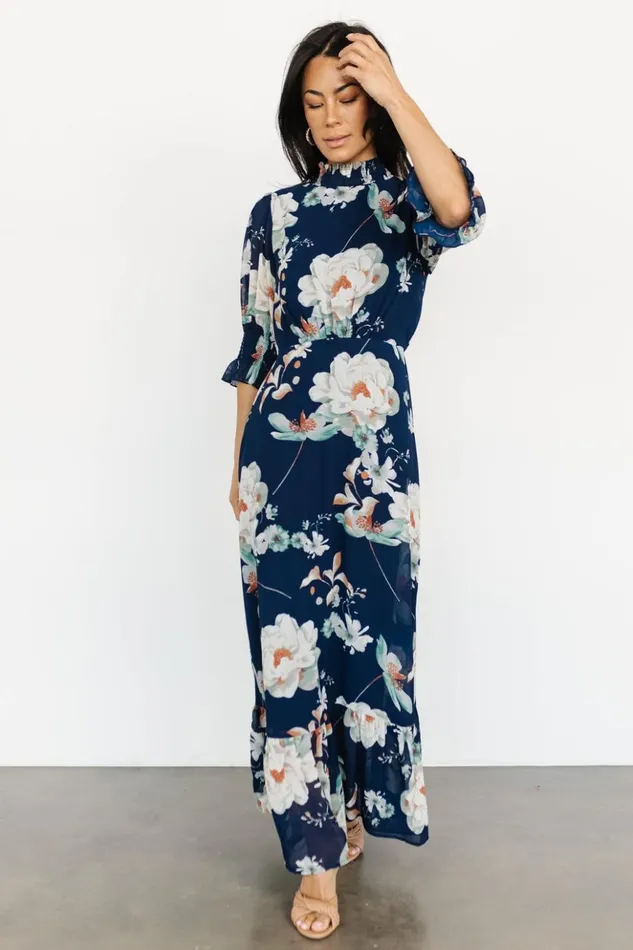 Baltic Born Maxi Dresses Marie Mock Neck Maxi Dress Navy Floral 8211 Women Baltic Born Maxi Dresses Marie Mock Neck Maxi Dress Navy Floral 8211 Women