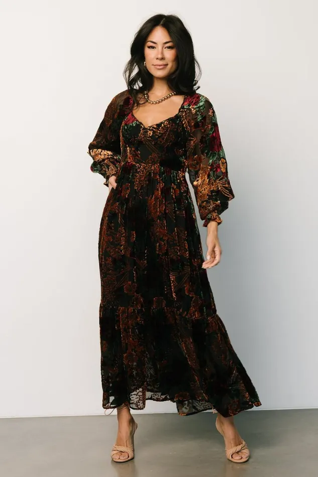 Baltic Born Maxi Dresses Marlow Velvet Embossed Dress Black Multi 8211 Women Baltic Born Maxi Dresses Marlow Velvet Embossed Dress Black Multi 8211 Women