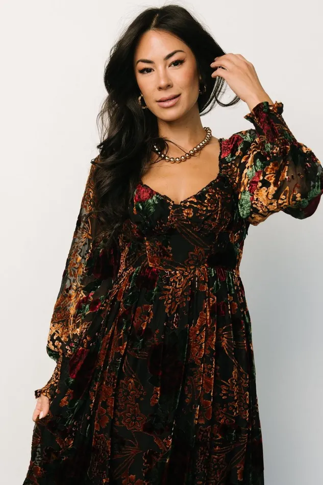 Baltic Born Maxi Dresses Marlow Velvet Embossed Dress Black Multi 8211 Women Baltic Born Maxi Dresses Marlow Velvet Embossed Dress Black Multi 8211 Women