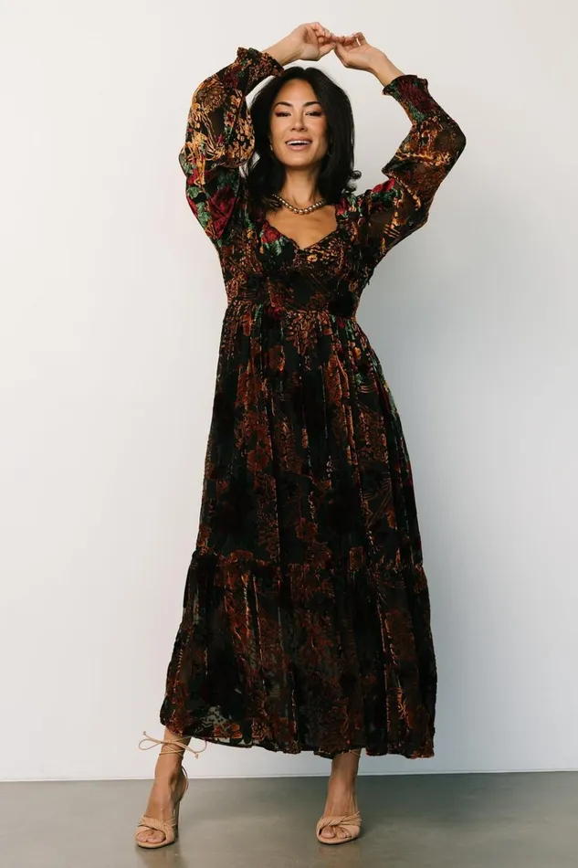 Baltic Born Maxi Dresses Marlow Velvet Embossed Dress Black Multi 8211 Women Baltic Born Maxi Dresses Marlow Velvet Embossed Dress Black Multi 8211 Women