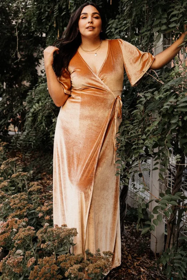 Baltic Born Maxi Dresses Meghan Velvet Wrap Maxi Dress Golden Hour 8211 Women Baltic Born Maxi Dresses Meghan Velvet Wrap Maxi Dress Golden Hour 8211 Women