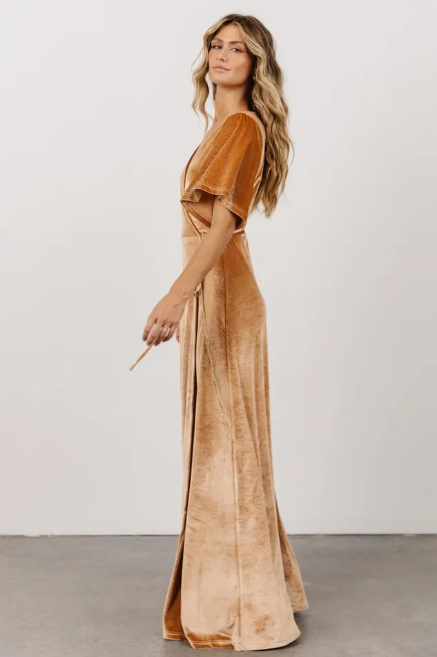 Baltic Born Maxi Dresses Meghan Velvet Wrap Maxi Dress Golden Hour 8211 Women Baltic Born Maxi Dresses Meghan Velvet Wrap Maxi Dress Golden Hour 8211 Women