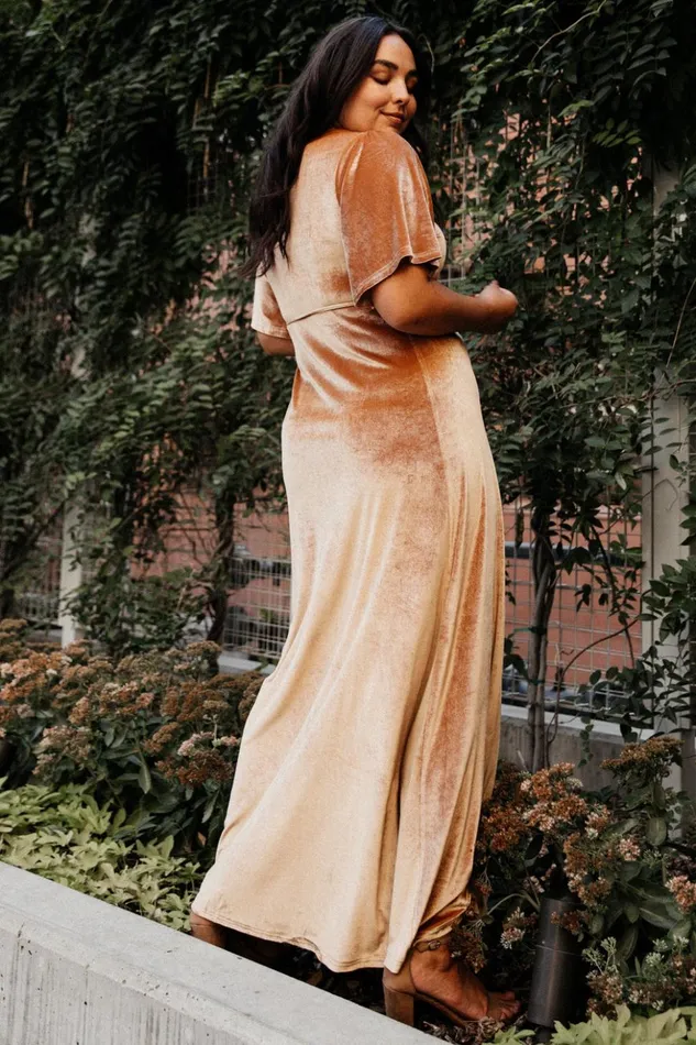 Baltic Born Maxi Dresses Meghan Velvet Wrap Maxi Dress Golden Hour 8211 Women Baltic Born Maxi Dresses Meghan Velvet Wrap Maxi Dress Golden Hour 8211 Women