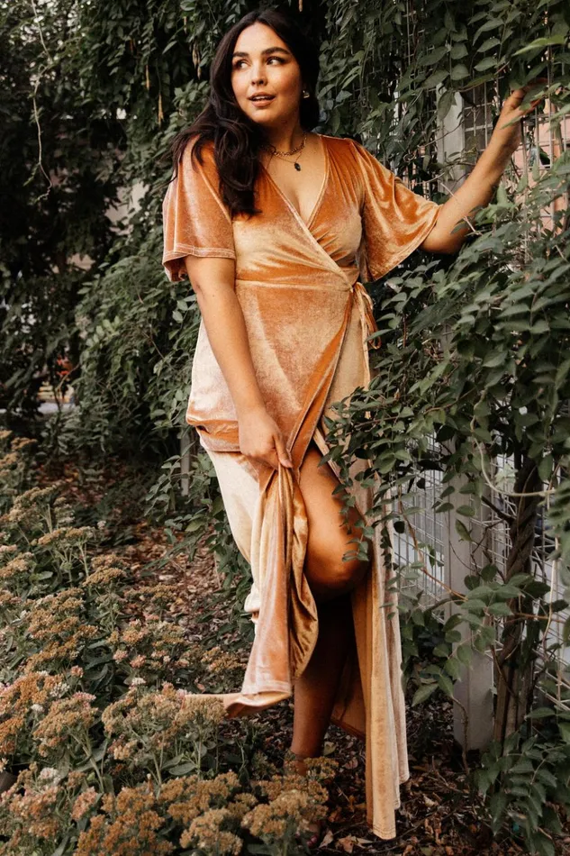 Baltic Born Maxi Dresses Meghan Velvet Wrap Maxi Dress Golden Hour 8211 Women Baltic Born Maxi Dresses Meghan Velvet Wrap Maxi Dress Golden Hour 8211 Women