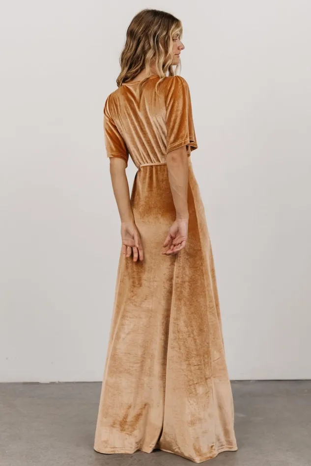 Baltic Born Maxi Dresses Meghan Velvet Wrap Maxi Dress Golden Hour 8211 Women Baltic Born Maxi Dresses Meghan Velvet Wrap Maxi Dress Golden Hour 8211 Women